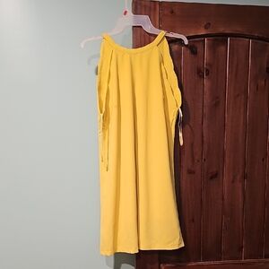 Pink Lily Vibrant Yellow Dress With Scallop Details